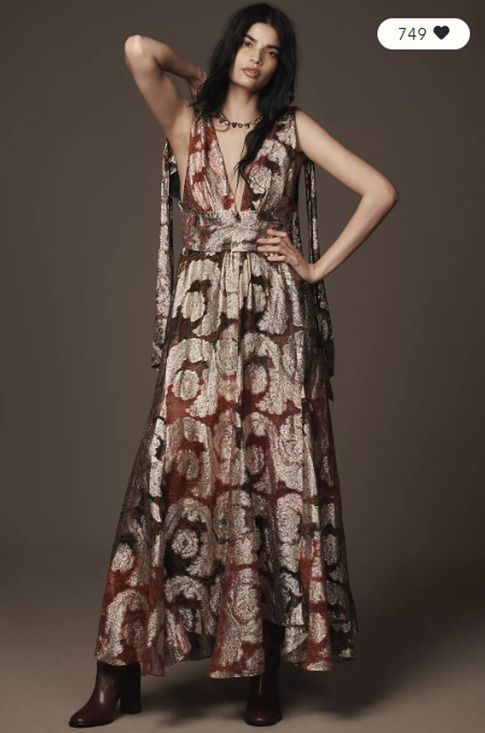 FARM Rio Dresses & Skirts - Anthropologie FARM RIO Sleeveless V-Neck Jacquard Lurex A-Line Maxi Dress M $448